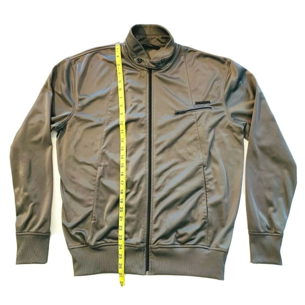 Sean John Fleece Lined‎ Bomber Jacket Full Zip Zipper Pocket Snap Closure M Gray - Picture 7 of 12